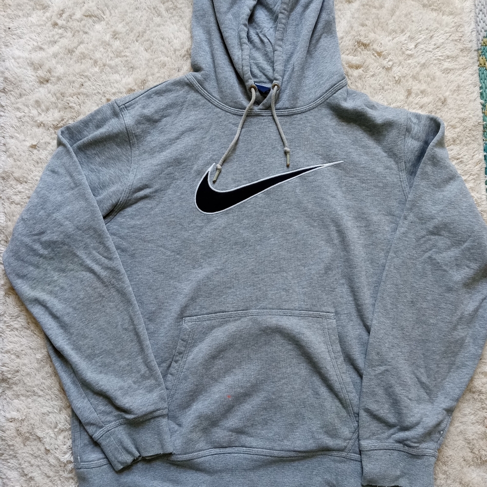 Nike Y2K big swoosh grey hoodie size men's Large